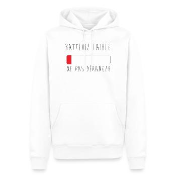 batterie faible, ne pas déranger - Sweat à capuche Premium bio Homme - blanc - Devant - Nico (187cm)