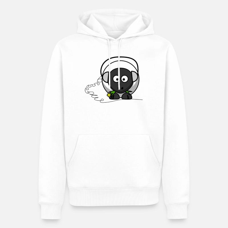 moutons drôle avec un casque - Sweat à capuche Premium bio Homme - blanc