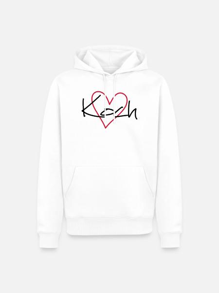 Koch Herz Hobbykoch Küche Geschenkidee - Männer Premium Bio Hoodie - Weiß