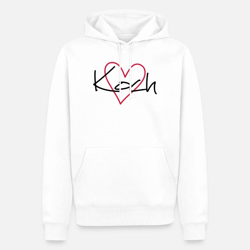 Koch Herz Hobbykoch Küche Geschenkidee - Männer Premium Bio Hoodie - Weiß