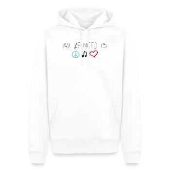 Peace, love & music - Männer Premium Bio Hoodie - Weiß - Vorne - Nico (187cm)