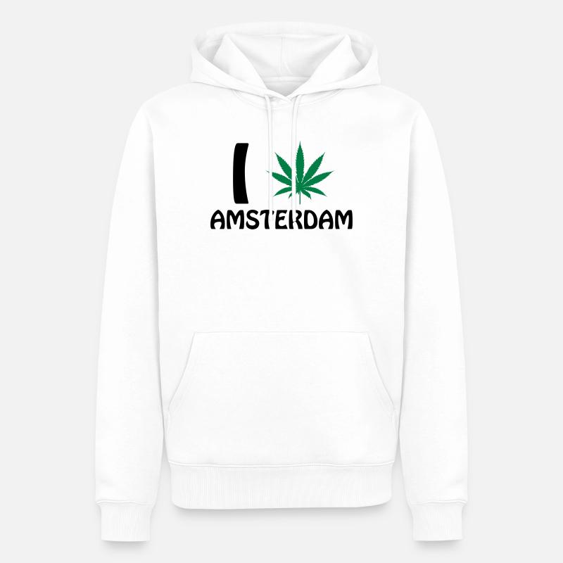 I Love Amsterdam - Sweat à capuche Premium bio Homme - blanc