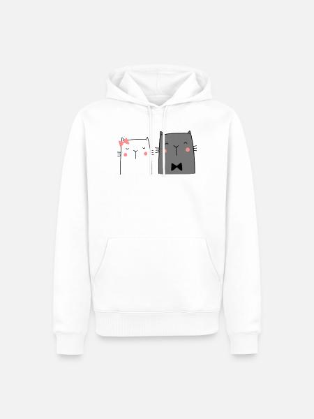 Cats Couple Couple Couple Wedding Couple Wedding - Men’s Premium Organic Hoodie - white