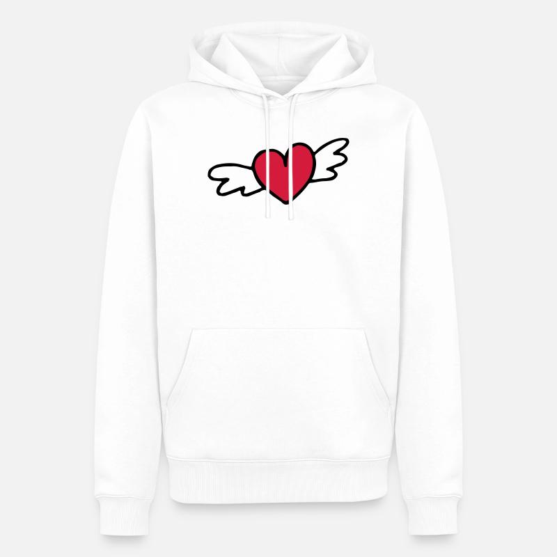 fliegendes Herz Liebe Geschenk - Männer Premium Bio Hoodie - Weiß