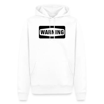 Warning - Men’s Premium Organic Hoodie - white - Front - Nico (187cm)