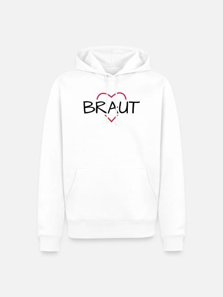 Braut Herz JunggesellinnenabschiedHochzeit - Männer Premium Bio Hoodie - Weiß