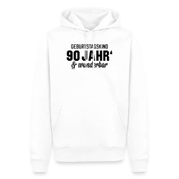 Geburtstagskind 90 wunderbar - Männer Premium Bio Hoodie - Weiß - Vorne - Nico (187cm)
