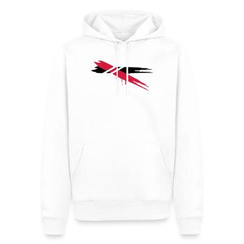 zwei Farbstreifen mit Querstreifen - Männer Premium Bio Hoodie - Weiß - Vorne - Nico (187cm)