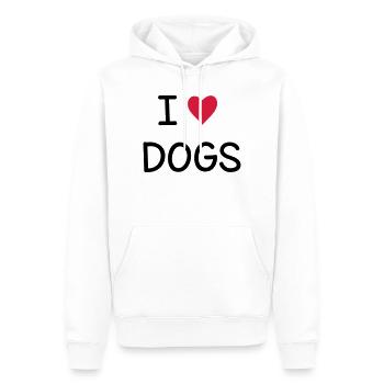 J'adore les chiens I Idée cadeau - Sweat à capuche Premium bio Homme - blanc - Devant - Nico (187cm)
