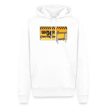 Bau - Männer Premium Bio Hoodie - Weiß - Vorne - Nico (187cm)
