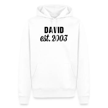 David est 2003 - Männer Premium Bio Hoodie - Weiß - Vorne - Nico (187cm)