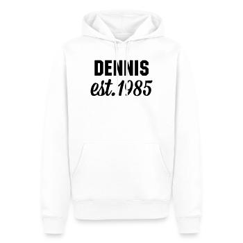 Dennis est 1985 - Männer Premium Bio Hoodie - Weiß - Vorne - Nico (187cm)