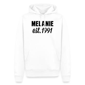Melanie est 1991 - Männer Premium Bio Hoodie - Weiß - Vorne - Nico (187cm)