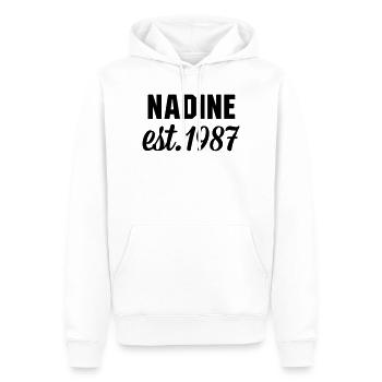 Nadine est 1987 - Männer Premium Bio Hoodie - Weiß - Vorne - Nico (187cm)