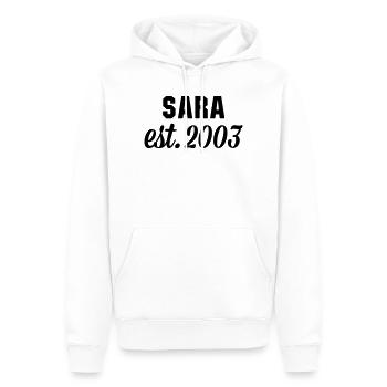 Sara est 2003 - Männer Premium Bio Hoodie - Weiß - Vorne - Nico (187cm)