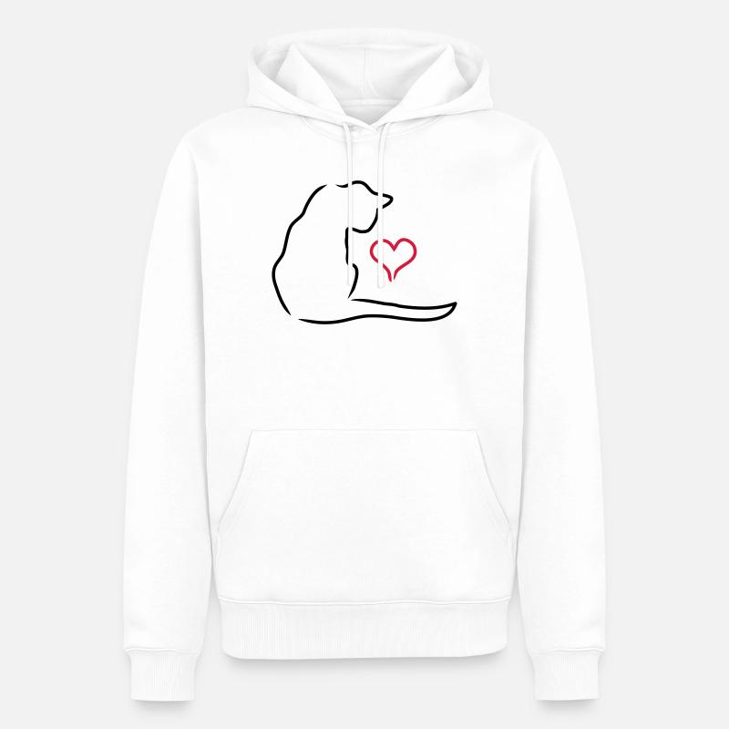Chat - Sweat à capuche Premium bio Homme - blanc