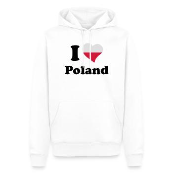 I love Poland - Ich liebe Polen - Männer Premium Bio Hoodie - Weiß - Vorne - Nico (187cm)
