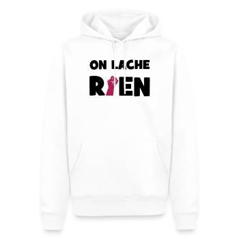 On lâche rien ! - Sweat à capuche Premium bio Homme - blanc - Devant - Nico (187cm)