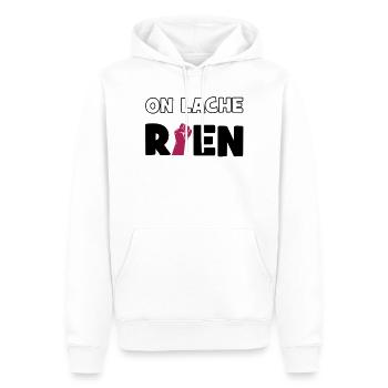 On lâche rien ! - Sweat à capuche Premium bio Homme - blanc - Devant - Nico (187cm)