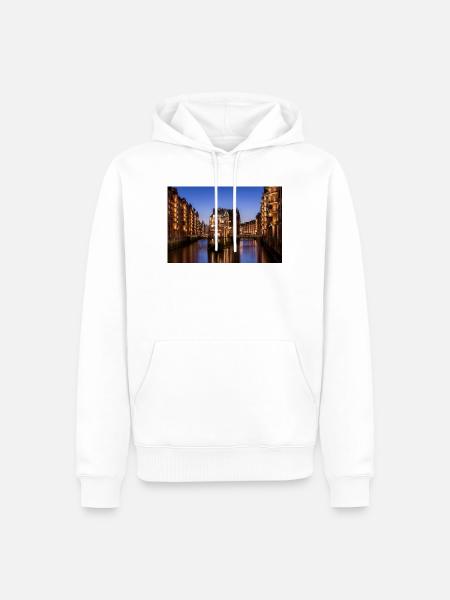 Wasserschloss Speicherstadt Hamburg - Männer Premium Bio Hoodie - Weiß