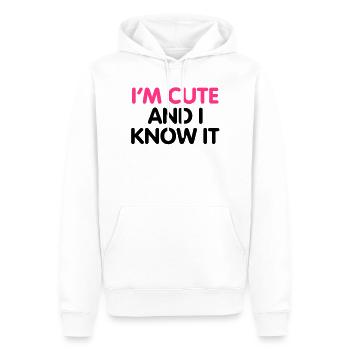I'm cute and i know it - Sweat à capuche Premium bio Homme - blanc - Devant - Nico (187cm)
