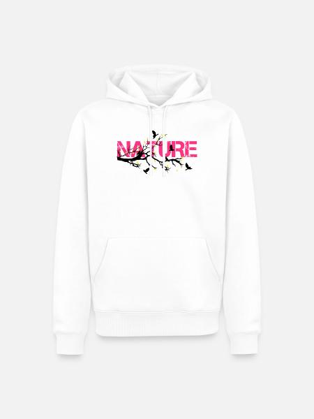 Nature en Rose Éclatante - Sweat à capuche Premium bio Homme - blanc