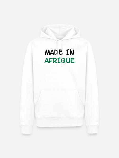 Made in AFRIQUE ! - Sweat à capuche Premium bio Homme - blanc