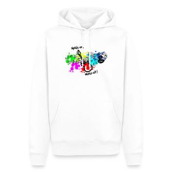 Music, music always and everywhere, make music - Men’s Premium Organic Hoodie - white - Front - Nico (187cm)
