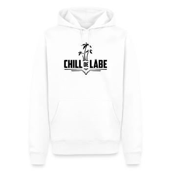 Chill de Läbe, Chill dein Leben | Schweizerdeutsch - Männer Premium Bio Hoodie - Weiß - Vorne - Nico (187cm)