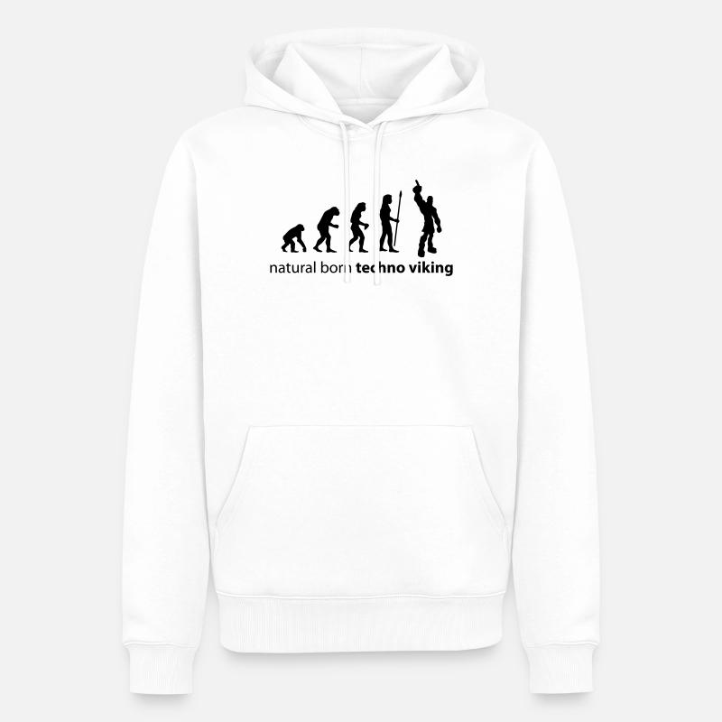 evolution_techno_viking - Männer Premium Bio Hoodie - Weiß