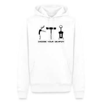 choose your weapon! - Männer Premium Bio Hoodie - Weiß - Vorne - Nico (187cm)