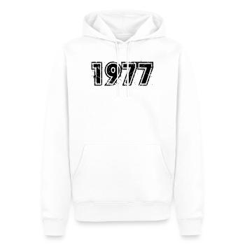 Jahrgang 1977 - Men’s Premium Organic Hoodie - white - Front - Nico (187cm)