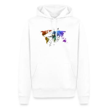 Boussole globe-trotter - Sweat à capuche Premium bio Homme - blanc - Devant - Nico (187cm)