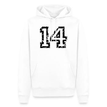 Zahl 14 - Nummer 14 (Vintage Weiß) Nr.14 - Männer Premium Bio Hoodie - Weiß - Vorne - Nico (187cm)