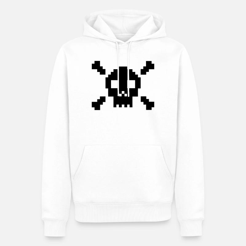 Pixel crane et os croises - Sweat à capuche Premium bio Homme - blanc