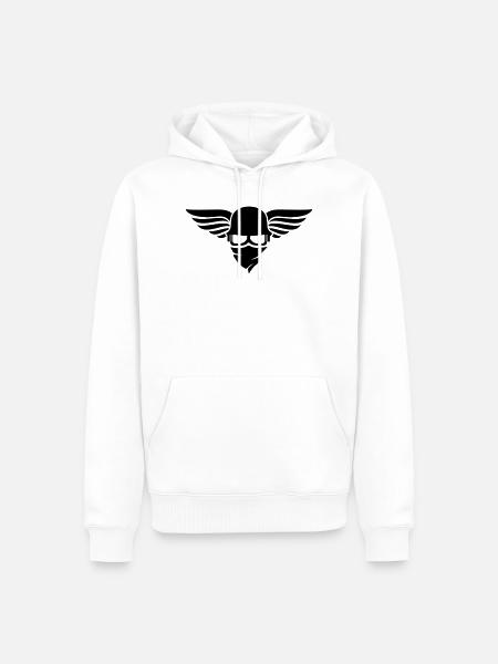 Casque de moto avec aile, casque de motard et lunettes de motard - Sweat à capuche Premium bio Homme - blanc