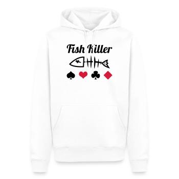 Poker : Fish Killer - Sweat à capuche Premium bio Homme - blanc - Devant - Nico (187cm)