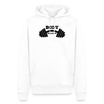 culturiste, musculation,fitness,entraînement,bête - Sweat à capuche Premium bio Homme - blanc - Devant - Nico (187cm)