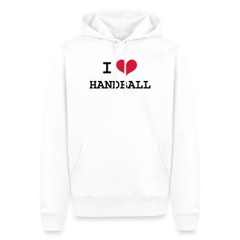 I Love Handball - Männer Premium Bio Hoodie - Weiß - Vorne - Nico (187cm)