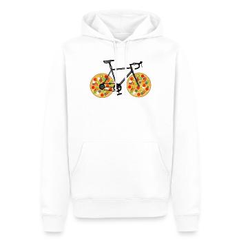 Pizza Bicycle Funny Delivery Rider T Shirt - Men’s Premium Organic Hoodie - white - Front - Nico (187cm)