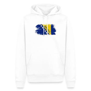 Bosnie Vintage Drapeau / Cadeau Sarajevo - Sweat à capuche Premium bio Homme - blanc - Devant - Nico (187cm)