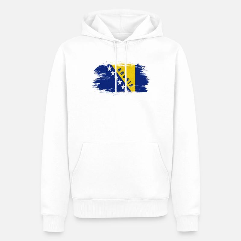 Bosnie Vintage Drapeau / Cadeau Sarajevo - Sweat à capuche Premium bio Homme - blanc