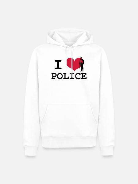 I Love Police - Sweat à capuche Premium bio Homme - blanc