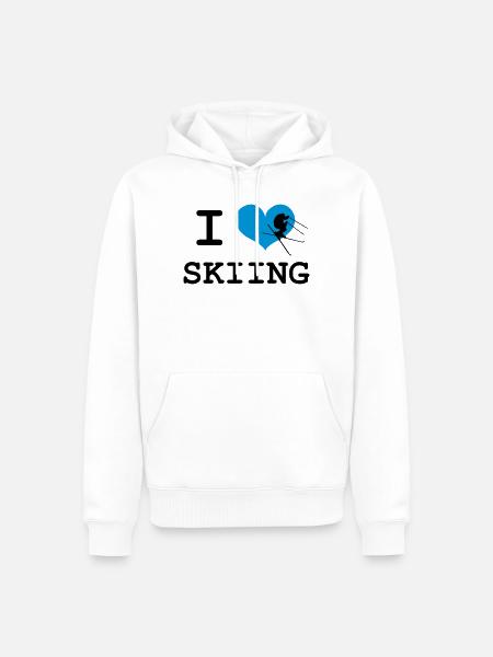 I Love Skiing - Men’s Premium Organic Hoodie - white