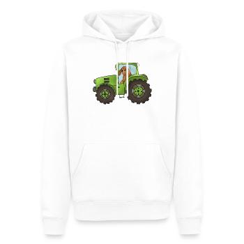 Hund mit Trecker - Männer Premium Bio Hoodie - Weiß - Vorne - Nico (187cm)