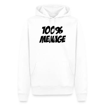 100% Ménage - Sweat à capuche Premium bio Homme - blanc - Devant - Nico (187cm)
