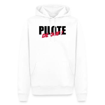 Pilote de ouf ! - Sweat à capuche Premium bio Homme - blanc - Devant - Nico (187cm)