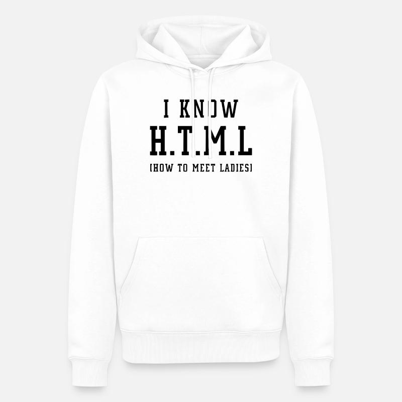 I know HTML - Männer Premium Bio Hoodie - Weiß