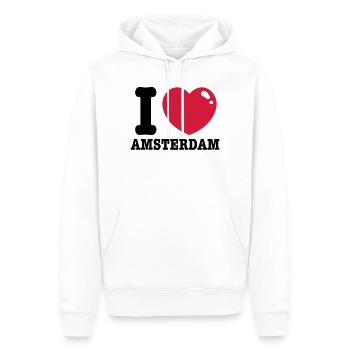 amsterdam - Sweat à capuche Premium bio Homme - blanc - Devant - Nico (187cm)