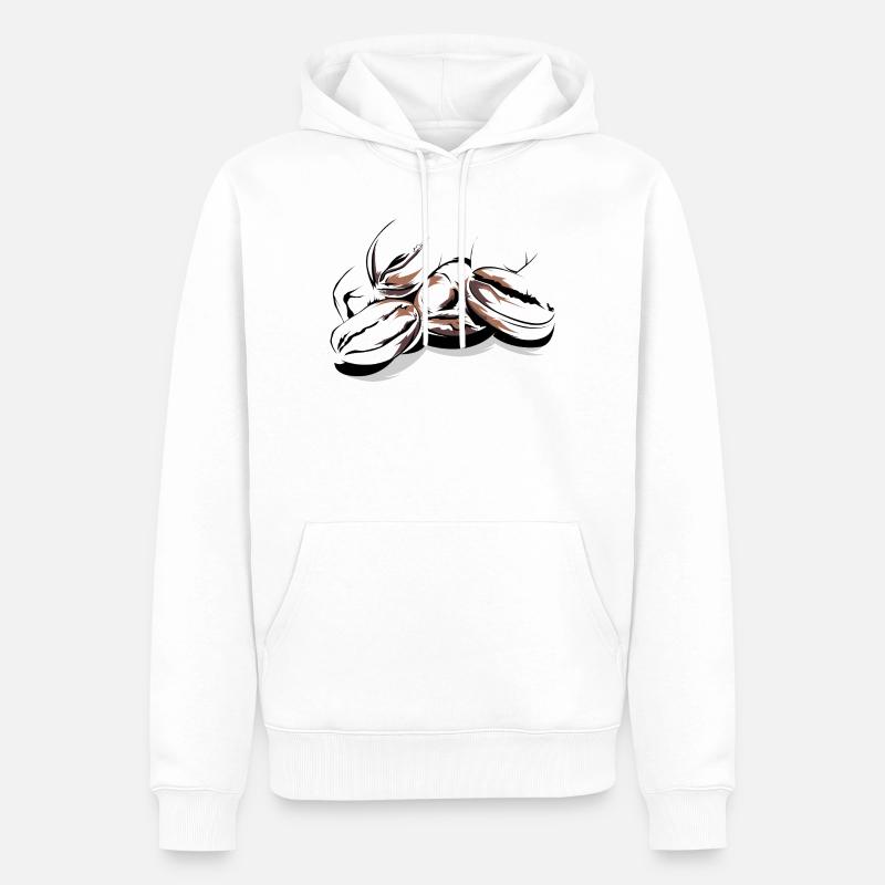 Kaffeebohnen Cafe Illustration Logo Kaffeezeit - Männer Premium Bio Hoodie - Weiß